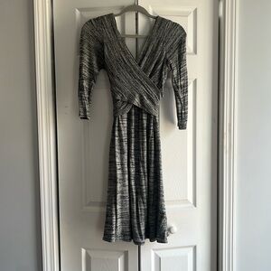 Anthropologie gray print wrap dress